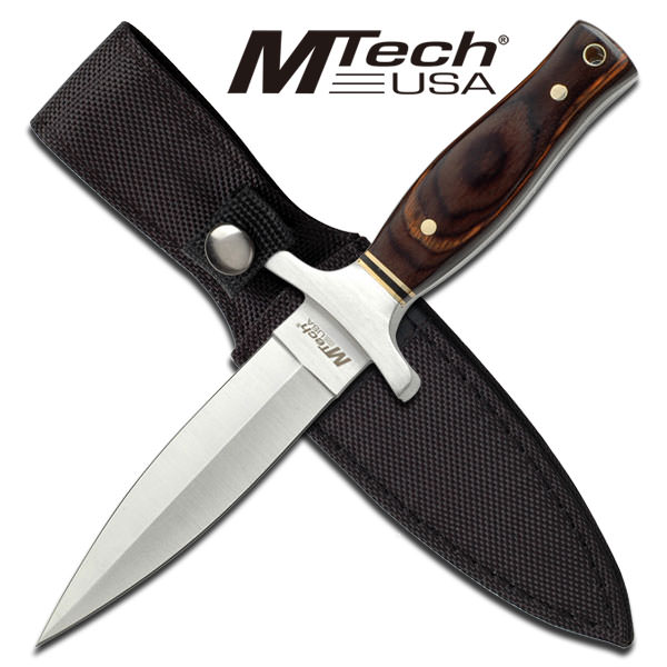 9" Full Tang Double Edge Satin Blade Wood Handle Dagger Boot Knife - Tophatter's Army Products & Self Defense Collectible Weapons - Tophatter Daily Deals